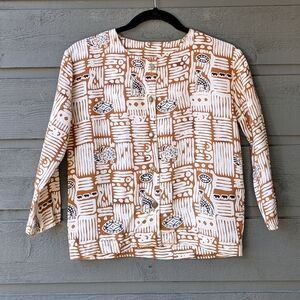 VTG 90s Java Wrap Tribal Pattern Button Front Blouse Size 7
